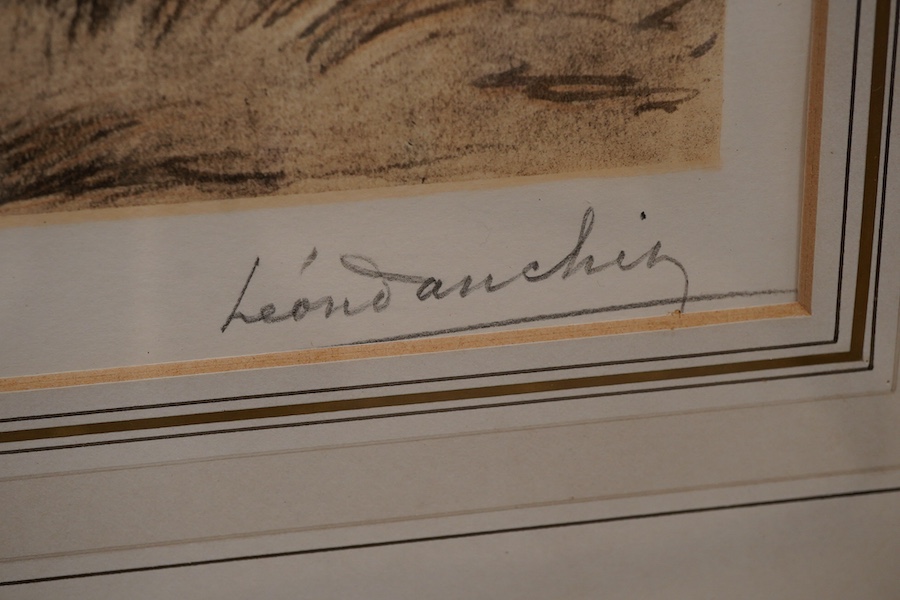 Leon Danchin (1887-1938), A pointer at work, signed in pencil, dry point etching with hand colouring, 40 x 58cm